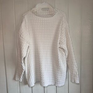 Brazeau Tricot White Knit Cowl Neck Sweater